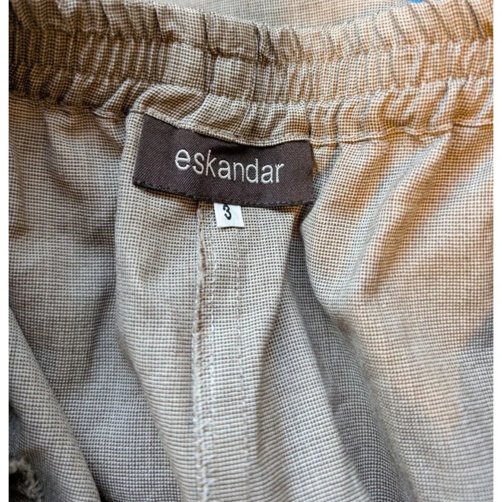 Eskandar Cropped Wide Leg Pant Gray Wool Silk High Rise Business Casual Size 3